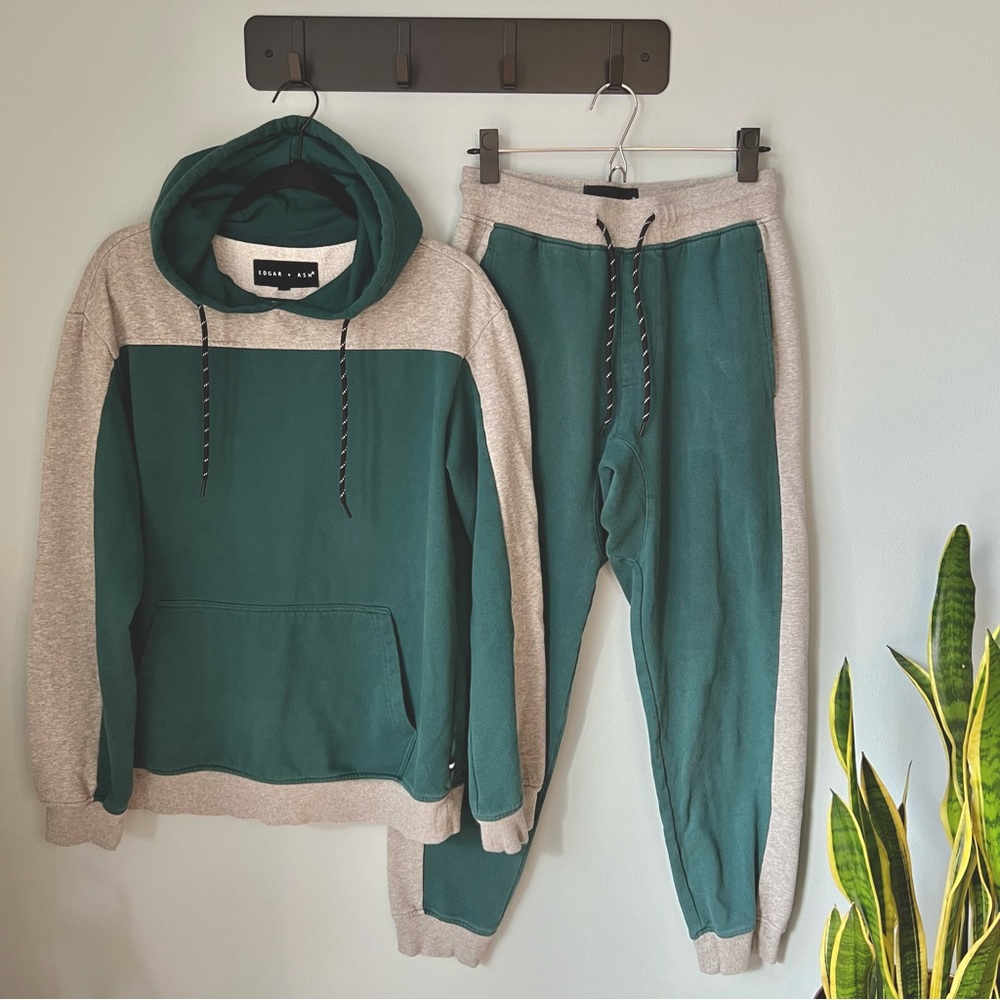 Edgar & Ash Matching Sweatshirt & Jogger Sweatpant Set Green/Gray S/M